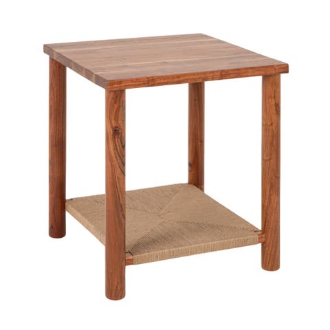 Square Woven Top Side Table