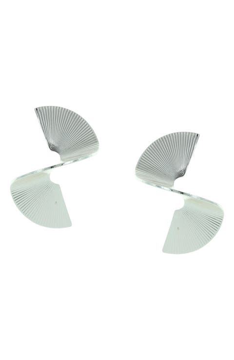 Cassie Twist Ribbed Fan Drop Earrings