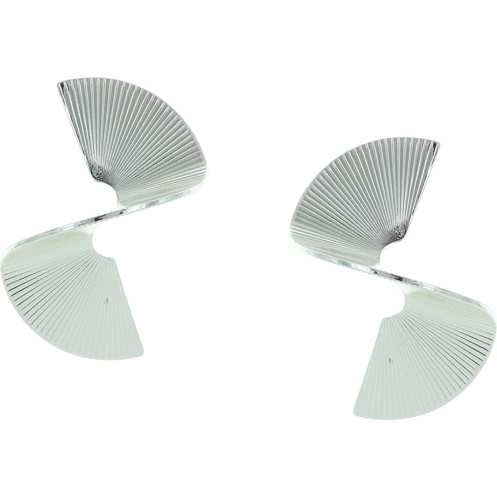 Olivia Welles Cassie Twist Ribbed Fan Drop Earrings In Metallic