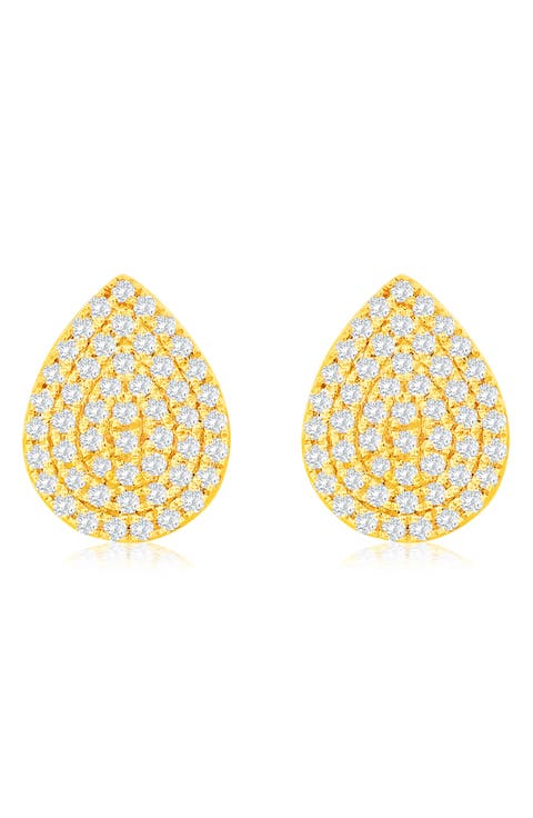 Pavé Diamond Teardrop Stud Earrings