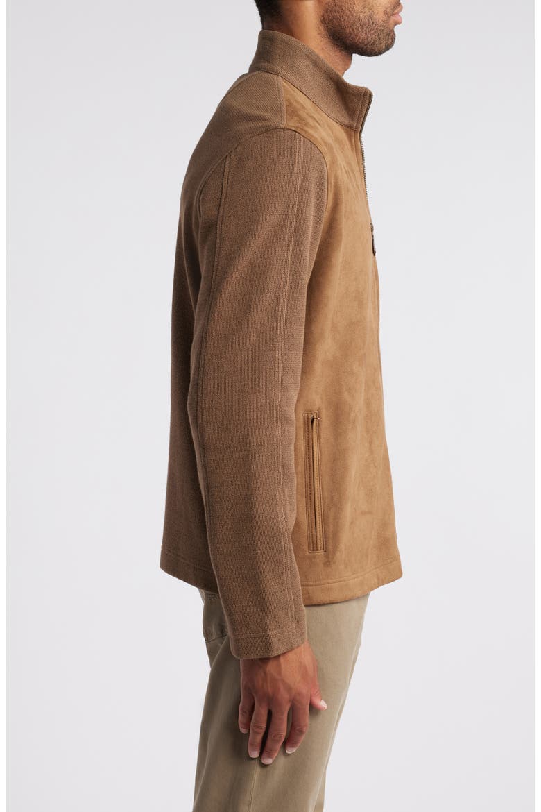 Faux Suede Panel Knit Jacket, Alternate, color, CAMEL