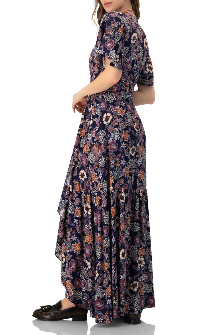 V-Neck Wrap Maxi Dress, Alternate, color, Multi-Brown