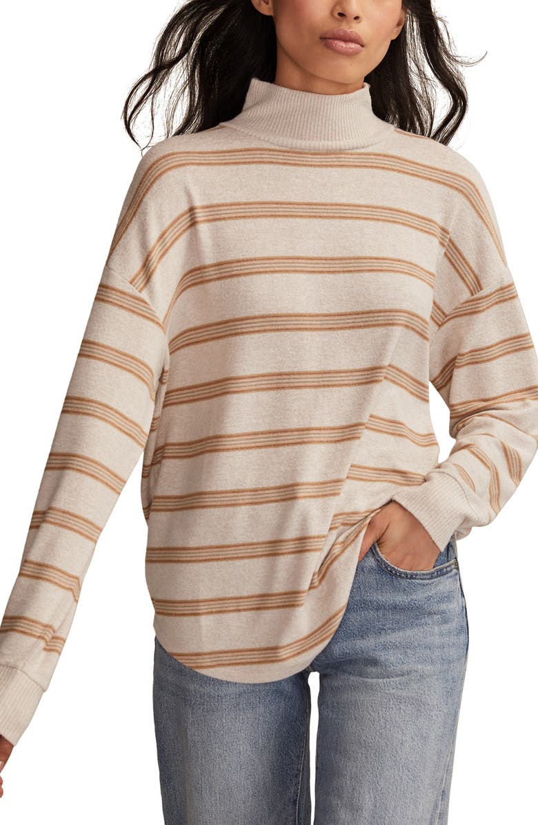 Lucky Brand Cloud Stripe Mock Neck Knit Top, Main, color, Neutral Stripe