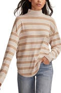 Lucky Brand Cloud Stripe Mock Neck Knit Top