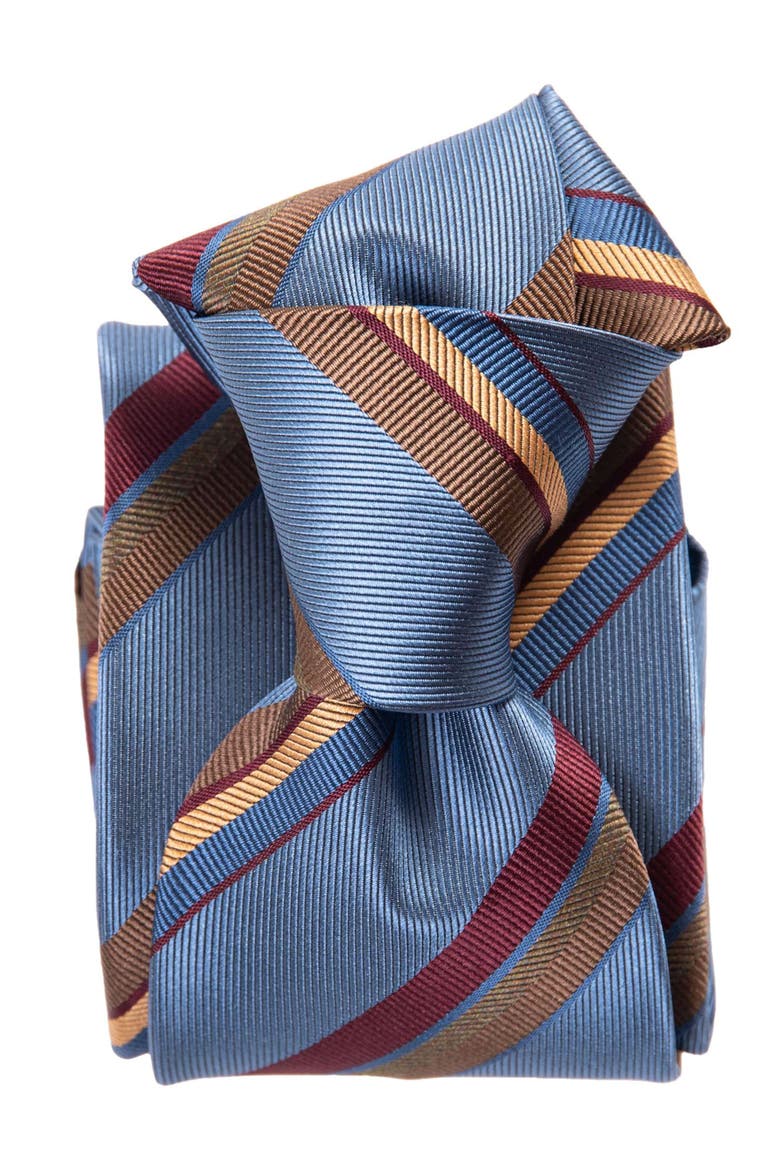 Battisti - Extra Long Silk Jacquard Tie for Men, Alternate, color, Steel Blue