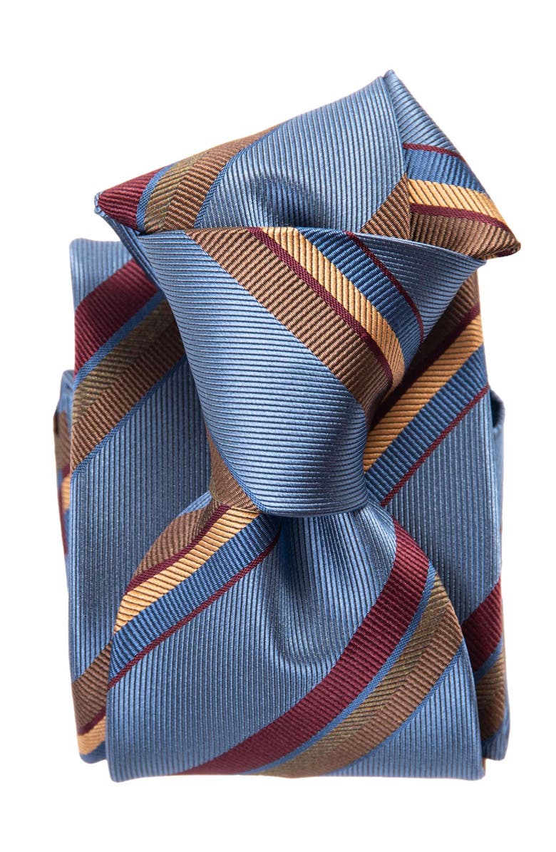 Elizabetta Battisti - Silk Jacquard Tie for Men, Alternate, color, Steel Blue