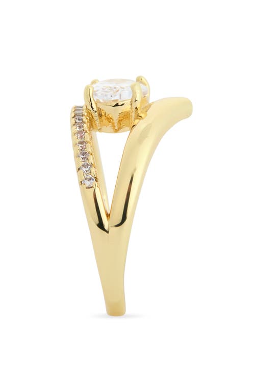 Covet Open Faux Stack Ring In Clear/gold