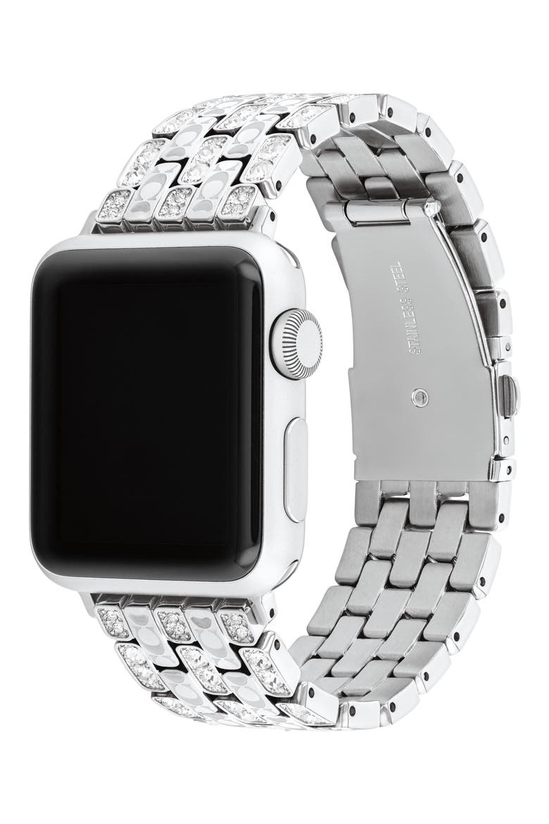 Pavé Crystal Apple Watch® Bracelet Watchband, Alternate, color, METALLIC SILVER