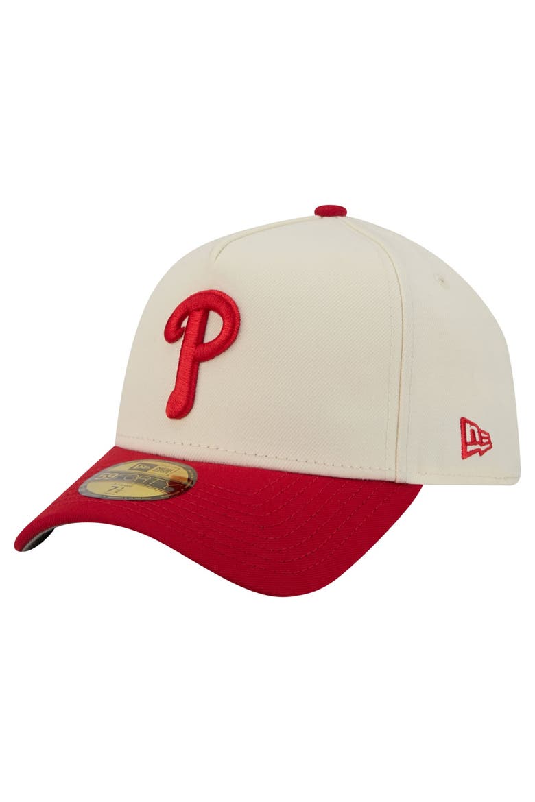 Men's New Era  Cream Philadelphia Phillies Chrome A-Frame 59FORTY Fitted Hat, Alternate, color, Cream