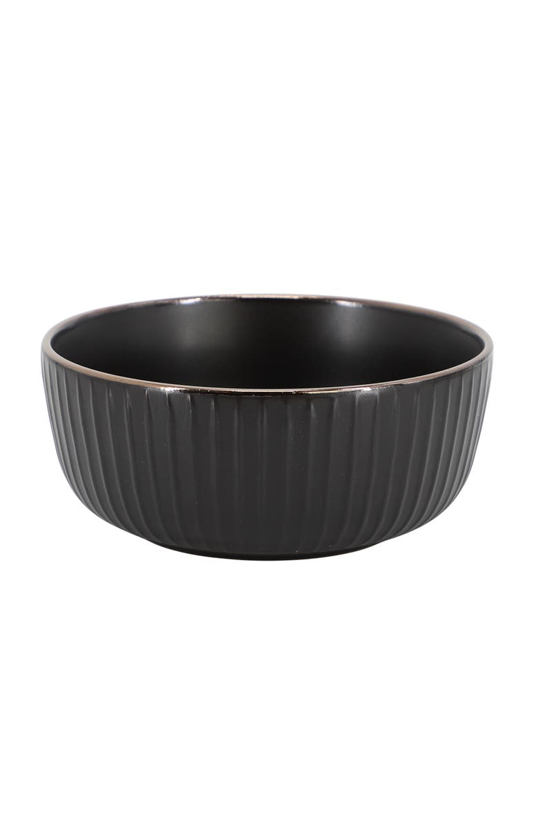 Elama Leo 16 Piece Stoneware Dinnerware Set, Alternate, color, Black