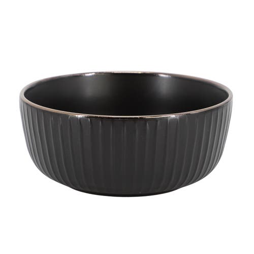 Elama Leo 16 Piece Stoneware Dinnerware Set In Black