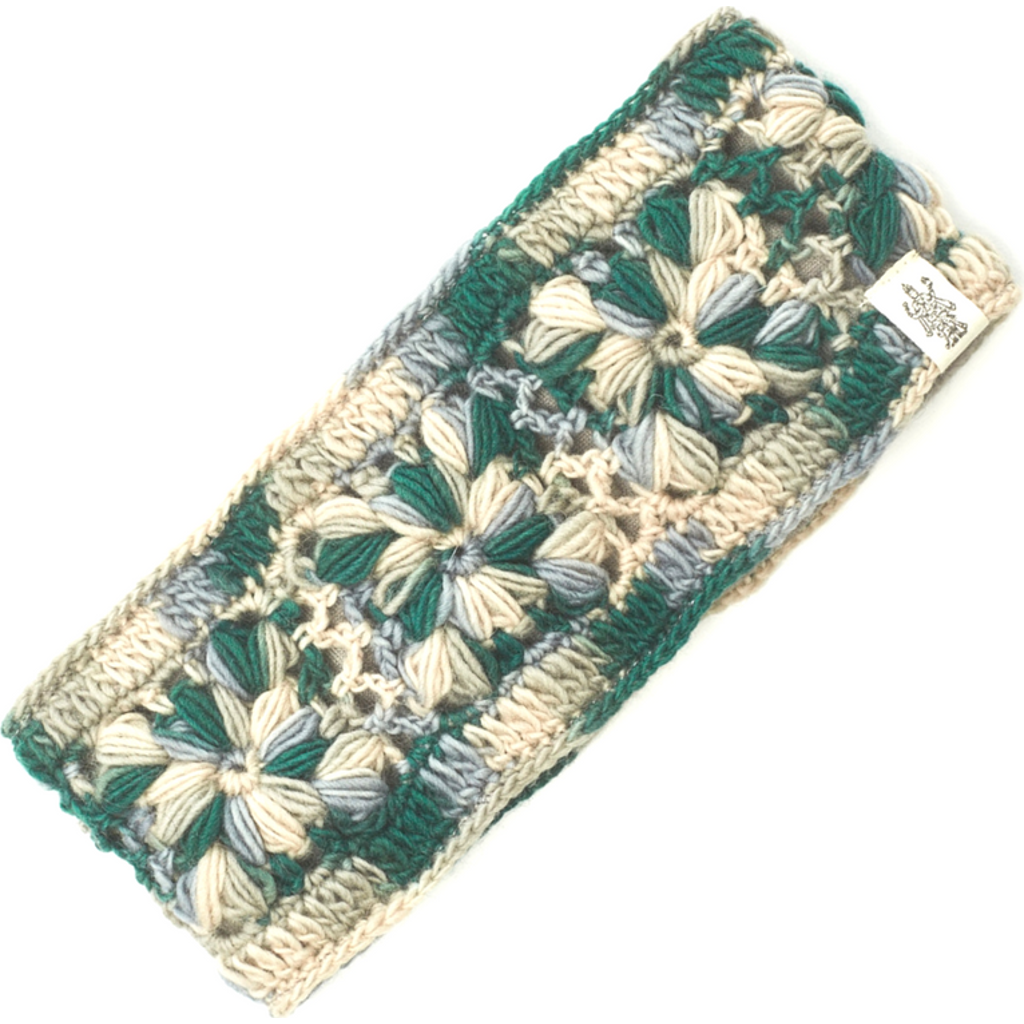 Shop Nirvana Designs Flower Crochet Headband- Multi's In Emerald Multi