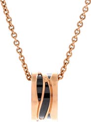 Pre-Owned Bvlgari B.Zero1 Design Legend Zaha Hadid Pendant Necklace 18K Rose Gold with Ceramic