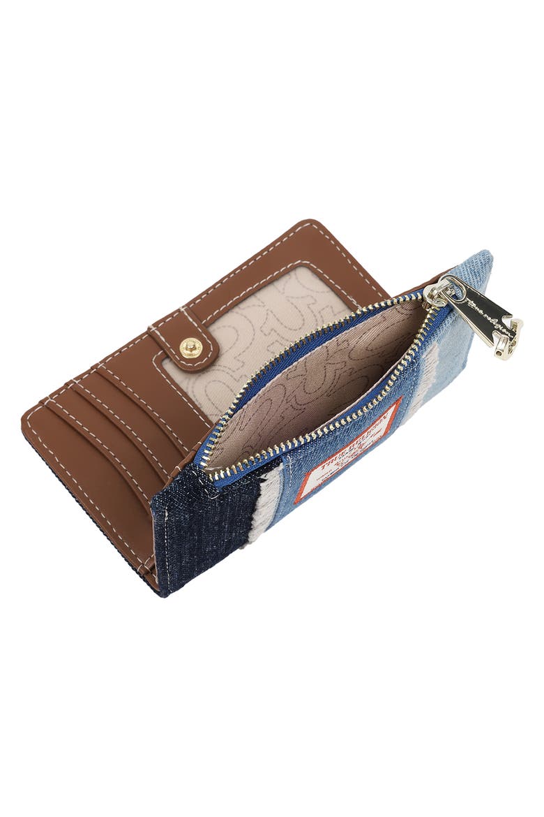 Small Frayed Denim Bifold Wallet, Alternate, color, DENIM/ BLUE