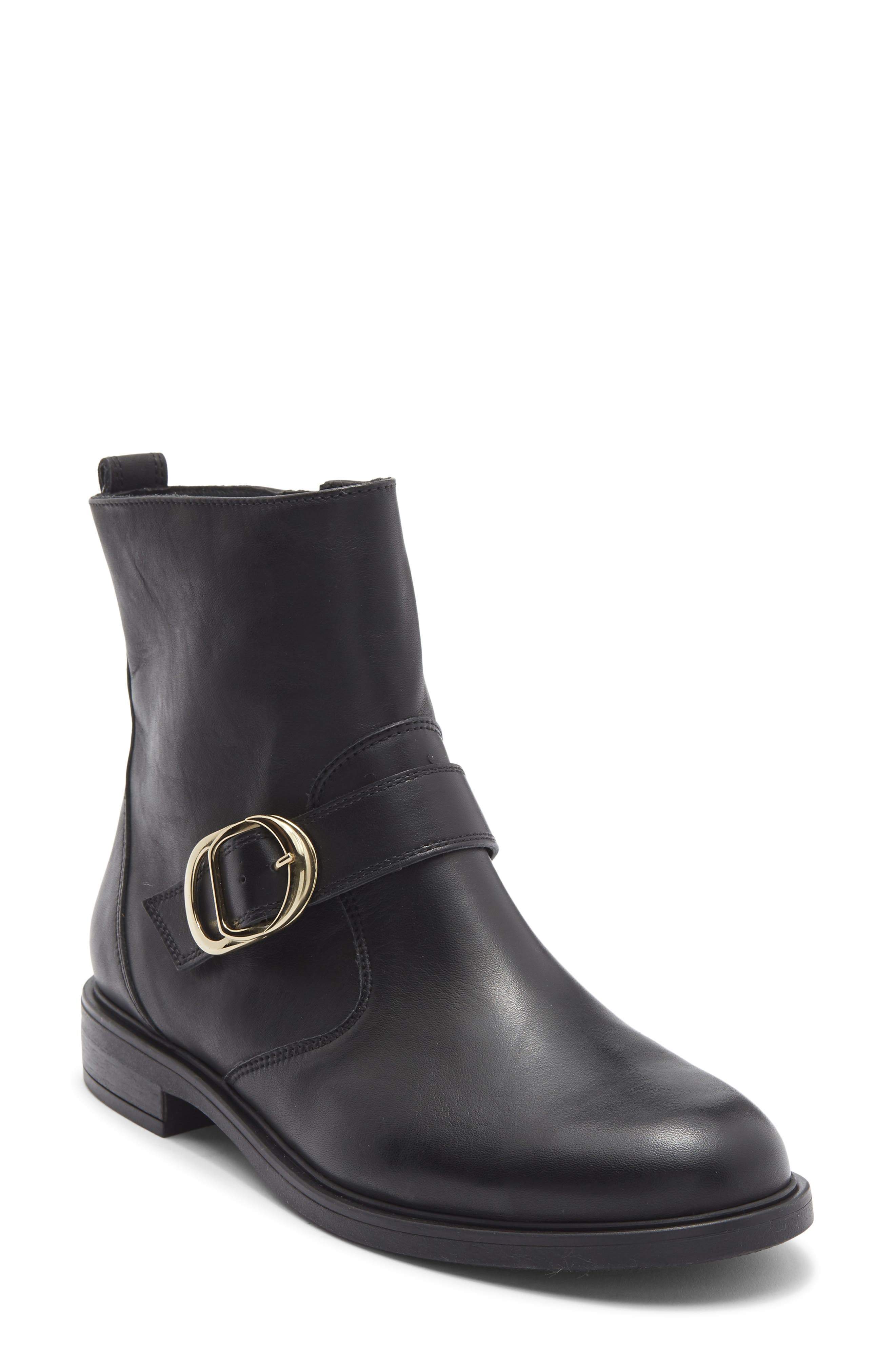 Paul Green Dakota Buckle Ankle Boot, Main, color, Black Leather