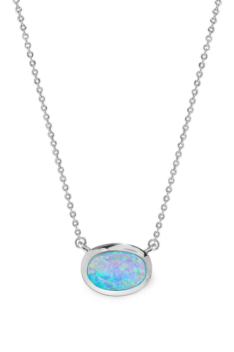 She's a Boss Lab Created Opal Pendant Necklace, Main, color, SILVER-BLUE OPAL