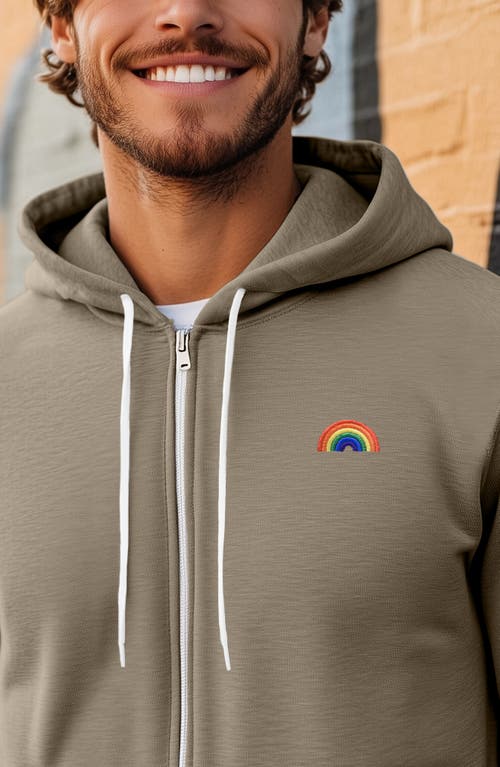 Dalix Rainbow Zip Hoodie In Heather Stone