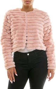 Nina Leonard Faux Fur Long Sleeve Bolero
