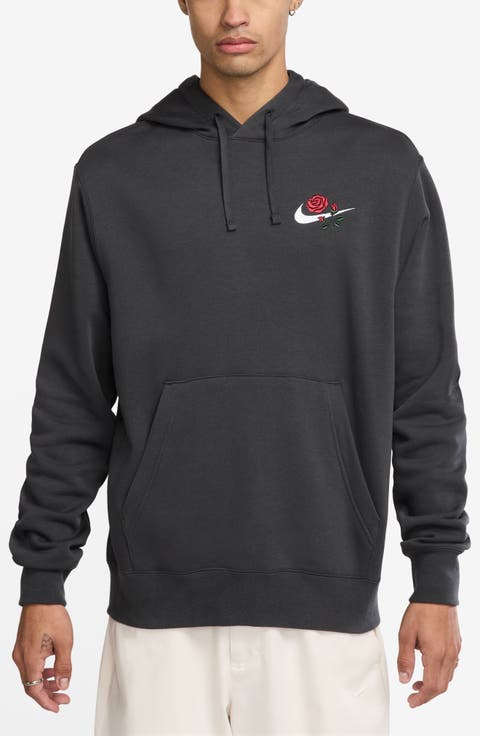 Sportswear Club Embroidered Rose Swoosh Pullover Hoodie