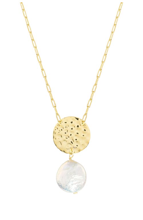Athra Luxe Hammered Disc & Coin Pearl Pendant Necklace In Multi