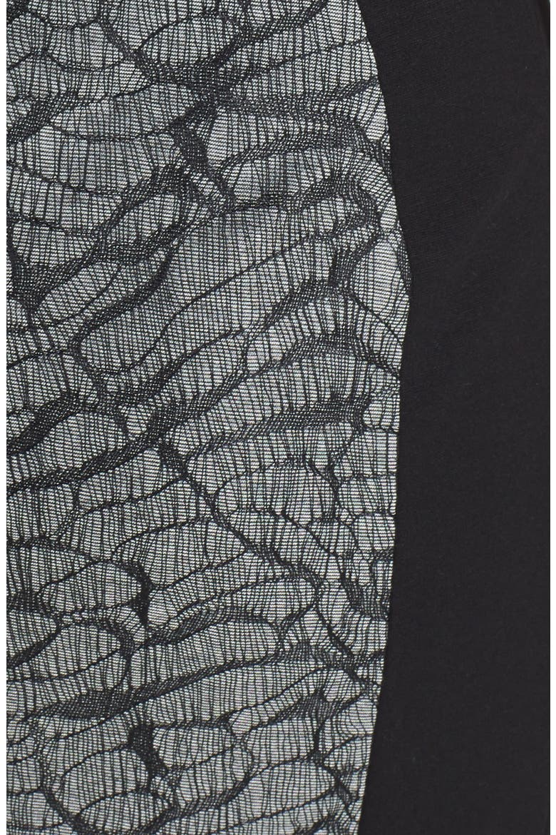 'Spector' Lace & Ponte Sheath Dress, Alternate, color, BLACK- LACE STRIPE COMBO