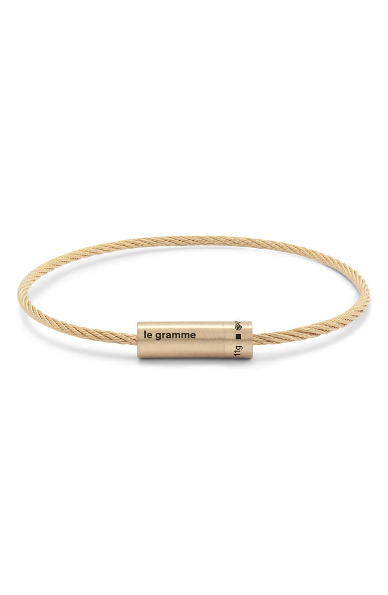 le gramme Men's 11G Brushed 18K Gold Cable Bracelet, Main, color, 
