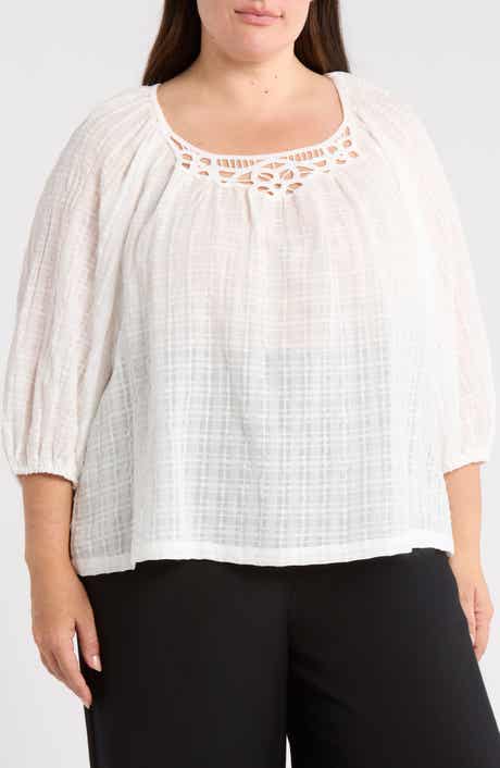 MAX STUDIO Lace Yoke Top