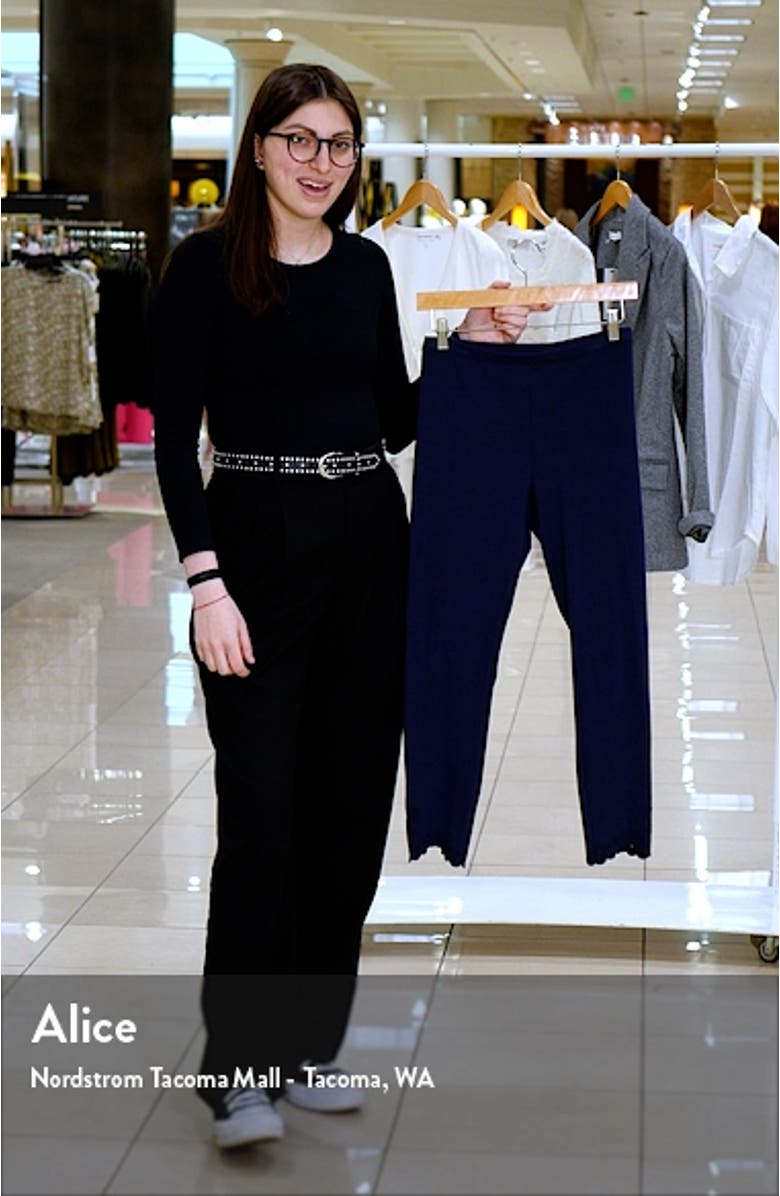 Embroidered Hem Cotton Blend Leggings, sales video thumbnail