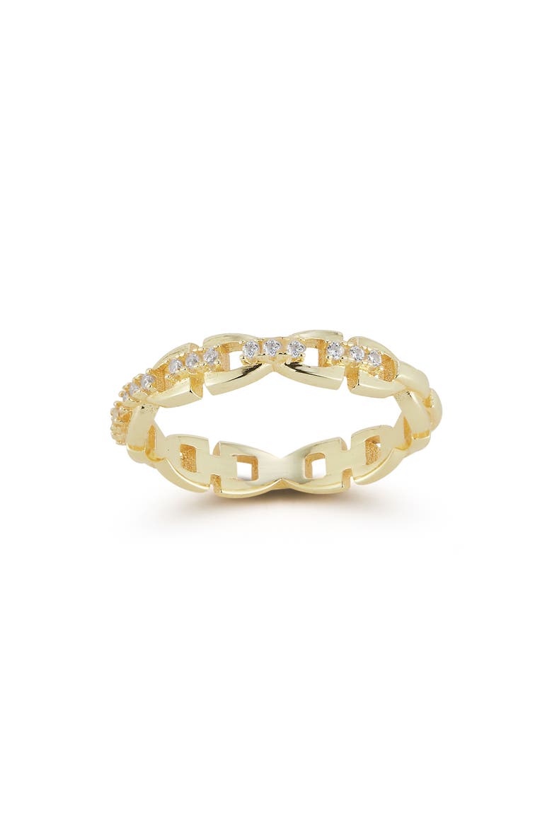 Cubic Zirconia Link Ring, Alternate, color, GOLD