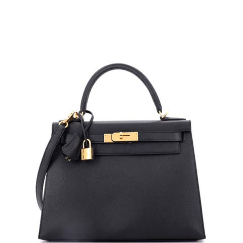 Kelly Handbag Black Epsom with Gold Hardware 28
