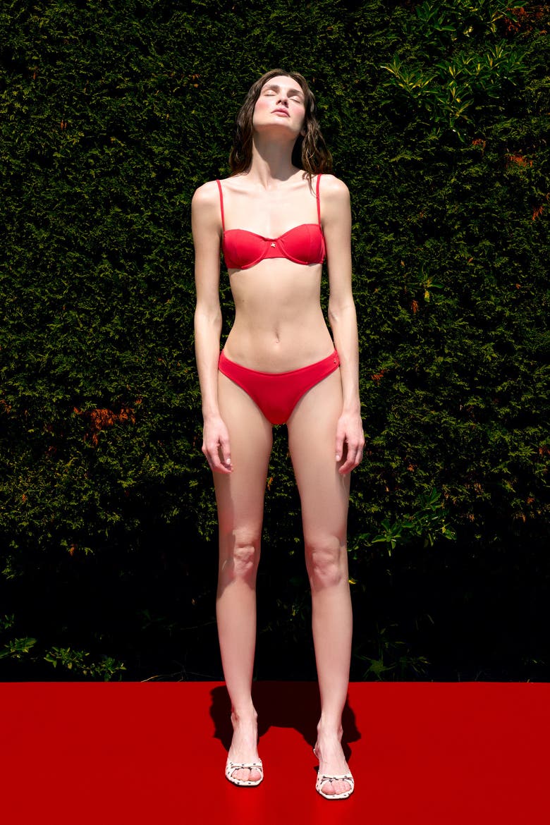 The Solar Reflections Balconette Bikini Top, Alternate, color, Red