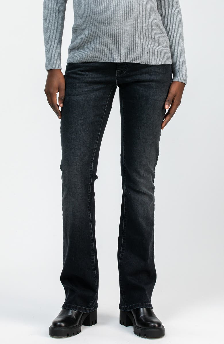 PIETRO BRUNELLI MATERNITY Slim Bootcut Maternity Jeans, Main, color, Black Stoned