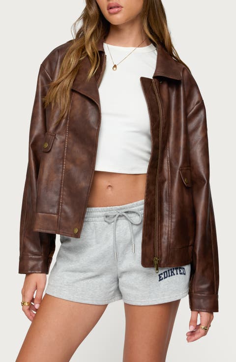 Ardella Oversize Faux Leather Jacket