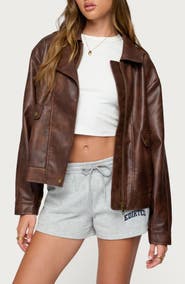 EDIKTED Ardella Oversize Faux Leather Jacket
