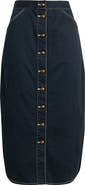 LOVE THE LABEL Apolline Button Front Midi Denim Skirt