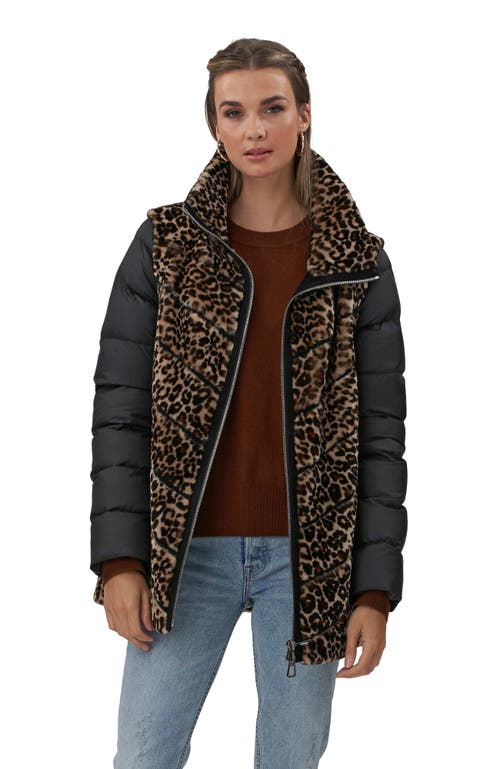 Gorski Shearling Lamb Chevron Jacket With Detachable Horizontal Quilted Sleeves In Animal Print