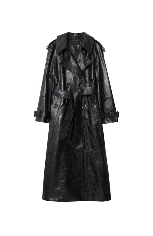 Burberry Castleford Leather Belted Trench Coat In Multi