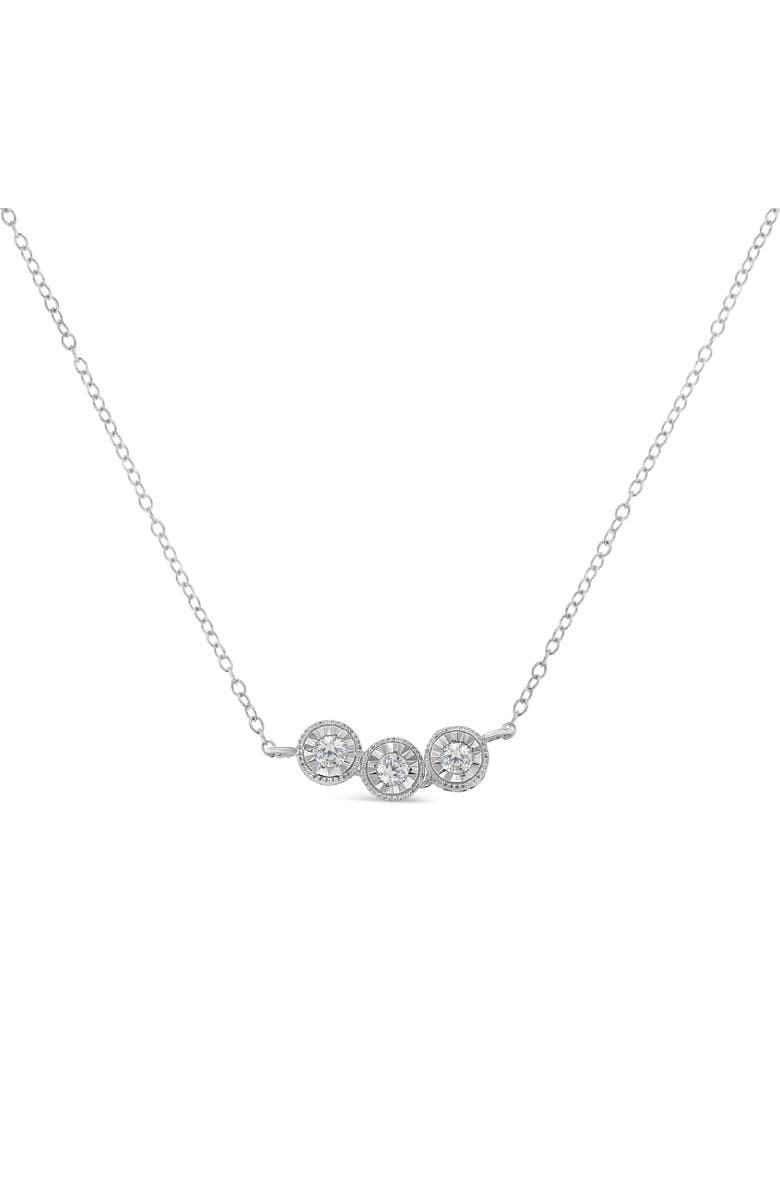 Haus of Brilliance Silver Round Diamond Pendant Necklace, Alternate, color, White
