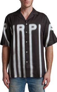 PURPLE BRAND Lyocell Graphic Camp Shirt