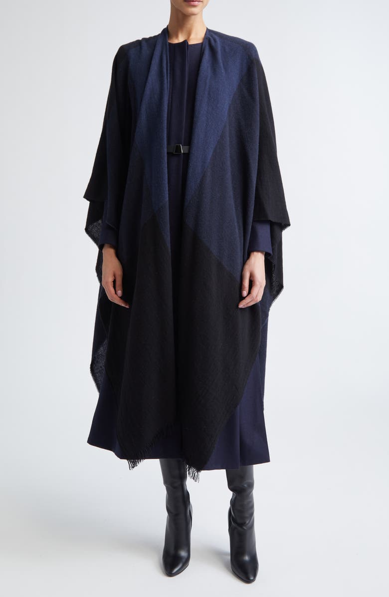 Akris Fringed Wool & Cashmere Cape, Main, color, 
