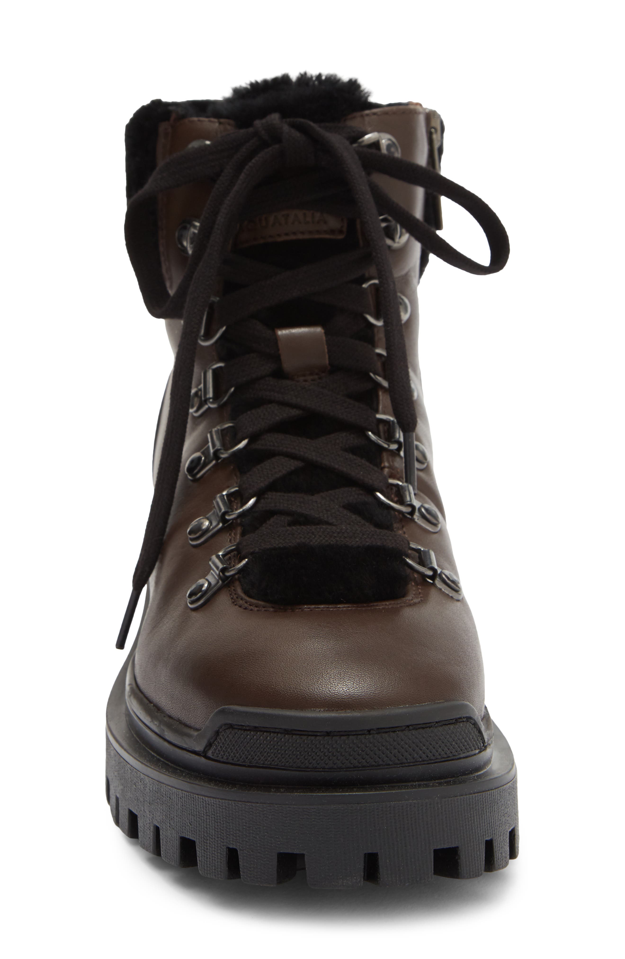Coralie Weatherproof Leather Boot, Alternate, color, DARK BROWN NAPPA