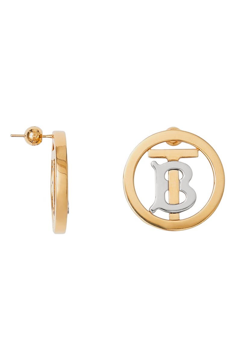 Burberry TB Monogram Circle Stud Earrings, Alternate, color, 