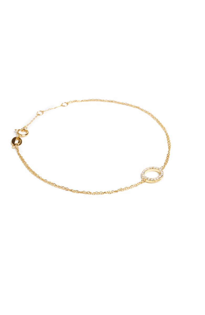 ZARUX Elegant Gold Circle Bracelet with Pavé Diamonds, Main, color, Yellow Gold