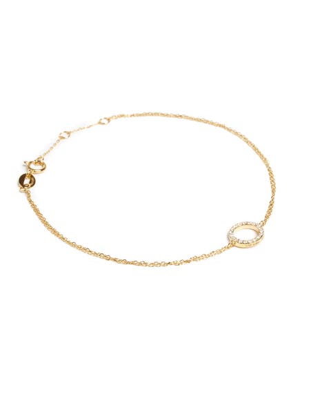 Elegant Gold Circle Bracelet with Pavé Diamonds