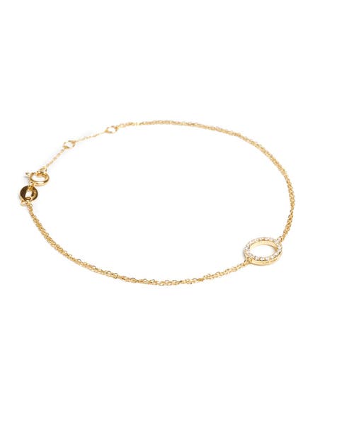 Zarux Elegant Gold Circle Bracelet With Pavé Diamonds In Gold