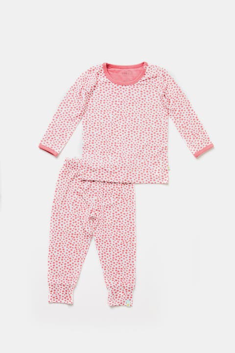 Long Sleeve Pajama Set - Coral Dots (Toddler & Little Kid)