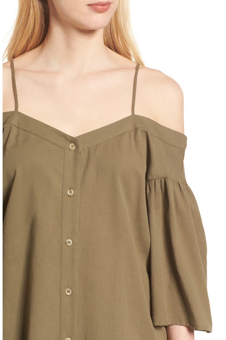 Cotton Off the Shoulder Top, Alternate, color, OLIVE SARMA