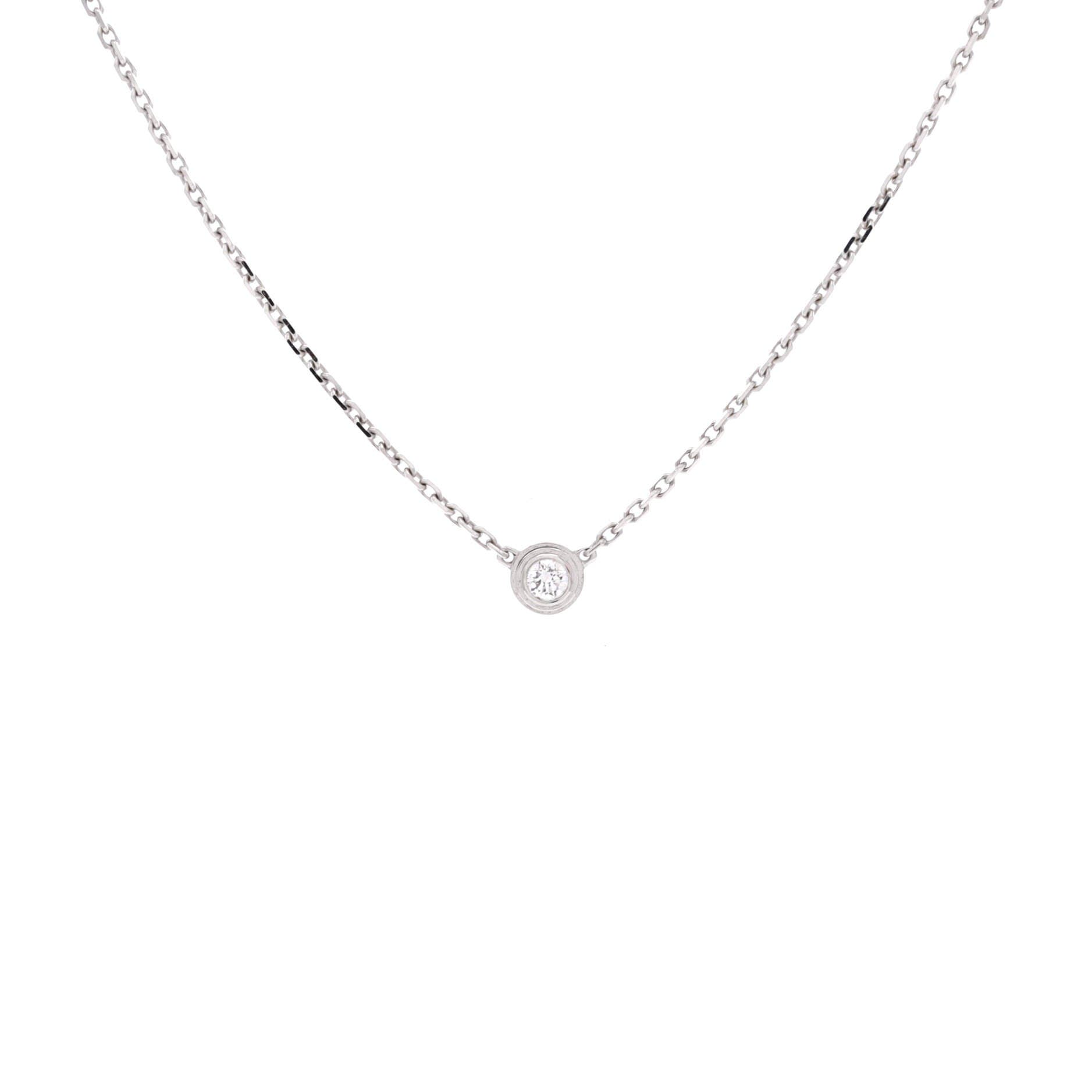 Cartier D'Amour Pendant Necklace 18K White Gold and Diamond XS, Main, color, Metallic Gold
