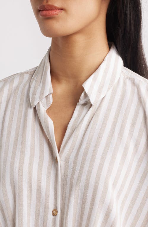 BEACHLUNCHLOUNGE BEACHLUNCHLOUNGE VIVICA STRIPE TWIST HEM BUTTON-UP SHIRT