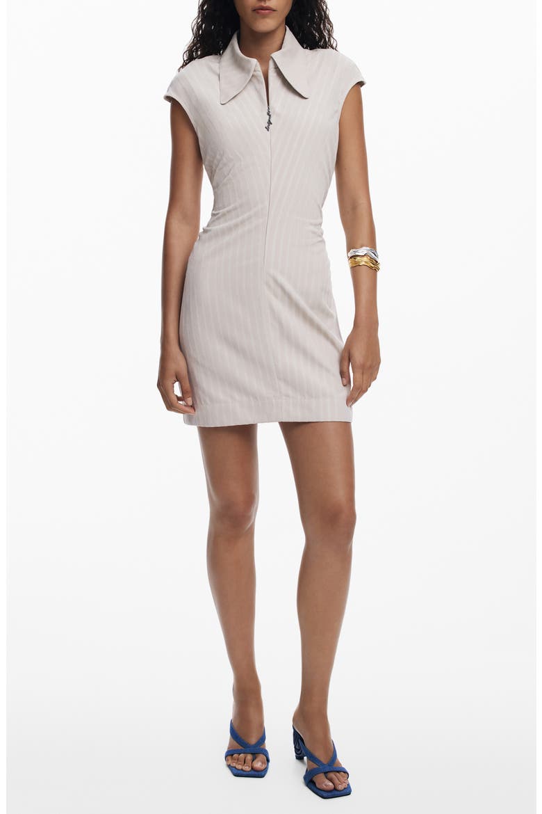 Cap Sleeve Ruched Mini Shirtdress, Main, color, BEIGE
